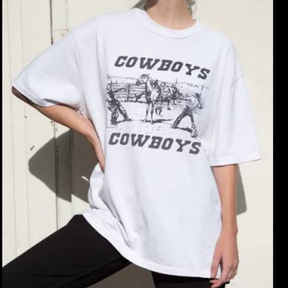 Brandy Melville White Cowboys Graphic Tee
